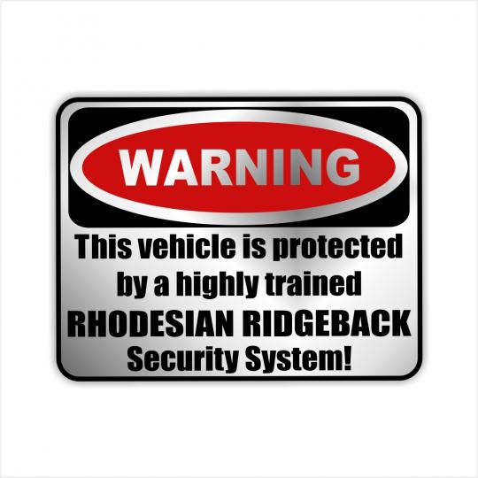 Warning Aufkleber Rhodesiand Ridgeback silber